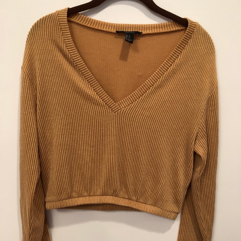 Yellow Long Sleeve Cropped Shirt